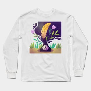 Watercolor Ink Illustration Long Sleeve T-Shirt